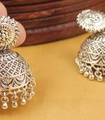 Awesome Designer Silver Tone Peacock Jhumkas