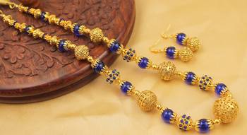 Beautiful Handmade Designer Blue Necklace Set  Dj02451 1