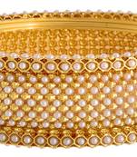 Traditional & Ethnic Gold Plated Pearl Designer Openabel Kada for Women & Girls