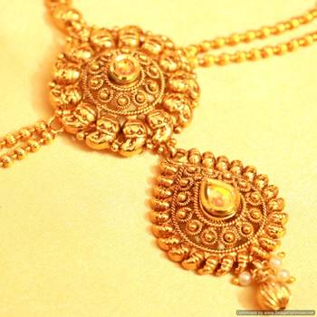 Gold Look Antique Polki Mathapatti 2