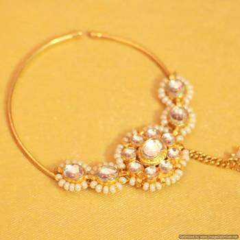 Kundan & Pearl Bridal Nose Ring 2