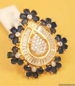 Blue Sapphire Diamond Look Adjustable Ring