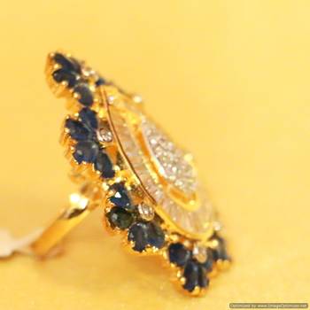 Blue Sapphire Diamond Look Adjustable Ring 2