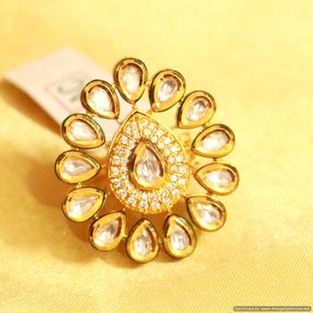 Kundan Meenakari Adjustable Ring 1