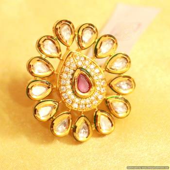 Ruby Kundan Meenakari Adjustable Ring 1