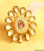 Ruby Kundan Meenakari Adjustable Ring