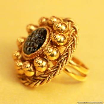 Black Gold Look Antique Adjustable Ring 2