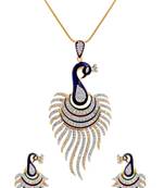 M Creation Beautiful CZ Studded Gold Plated Pendant Set for Women