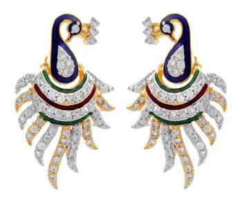 M Creation Beautiful CZ Studded Gold Plated Pendant Set for Women 2
