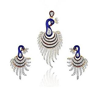 M Creation Beautiful CZ Studded Gold Plated Pendant Set for Women 1