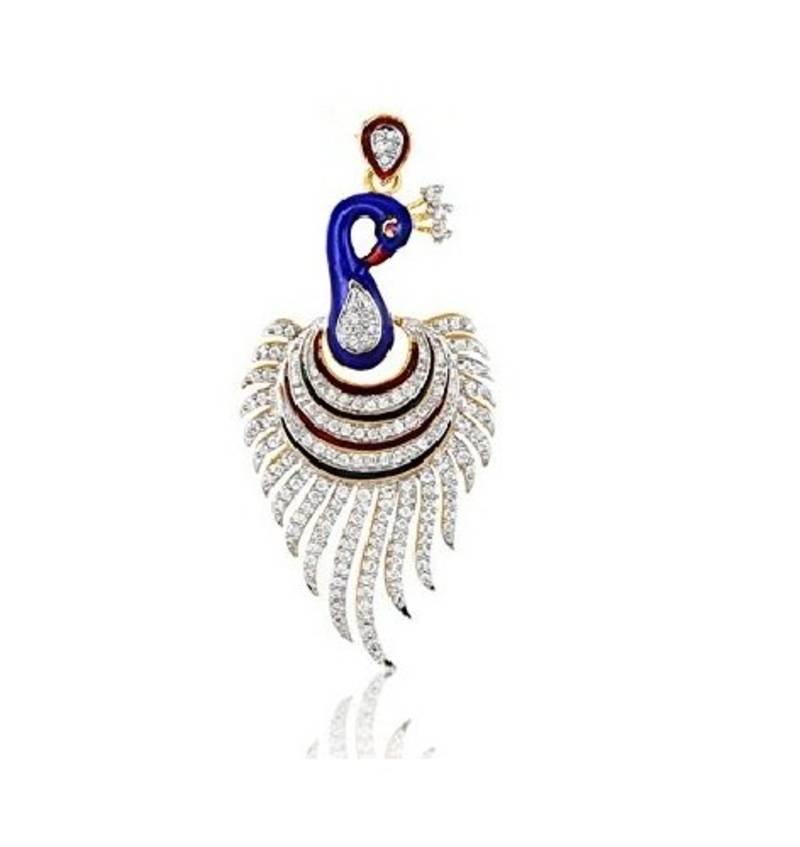 M Creation Beautiful CZ Studded Gold Plated Pendant Set for Women