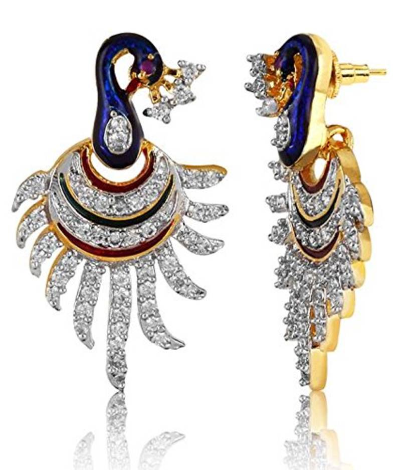 M Creation Beautiful CZ Studded Gold Plated Pendant Set for Women