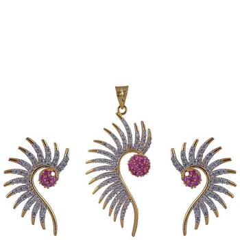 M Creation Beautiful CZ Studded Gold Plated Pendant Set for Women 1