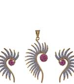 M Creation Beautiful CZ Studded Gold Plated Pendant Set for Women