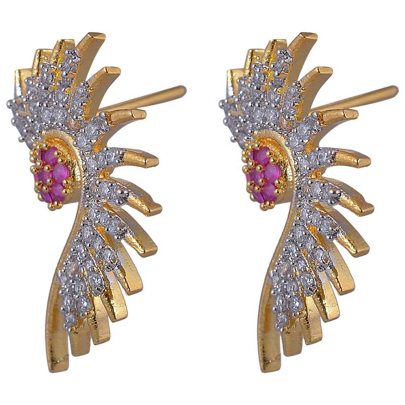 M Creation Beautiful CZ Studded Gold Plated Pendant Set for Women