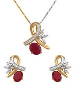 M Creation Beautiful CZ Studded Gold Plated Pendant Set for Women