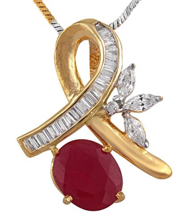 M Creation Beautiful CZ Studded Gold Plated Pendant Set for Women