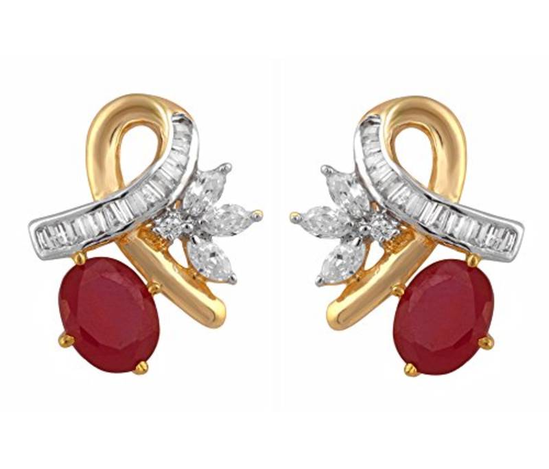 M Creation Beautiful CZ Studded Gold Plated Pendant Set for Women