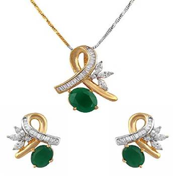 M Creation Beautiful CZ Studded Gold Plated Pendant Set for Women 1