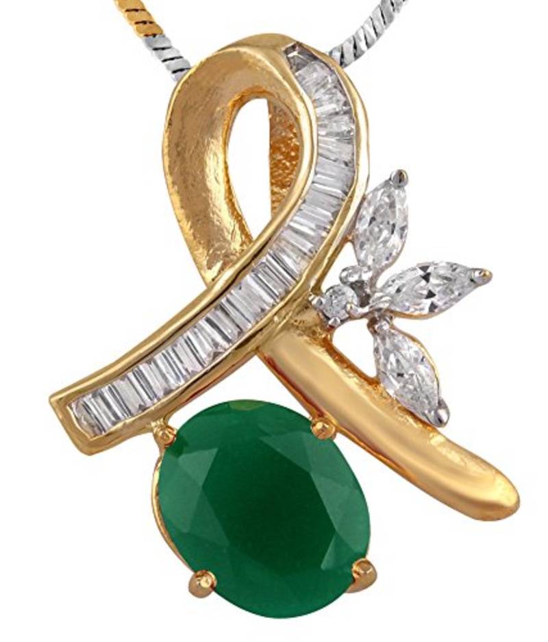 M Creation Beautiful CZ Studded Gold Plated Pendant Set for Women