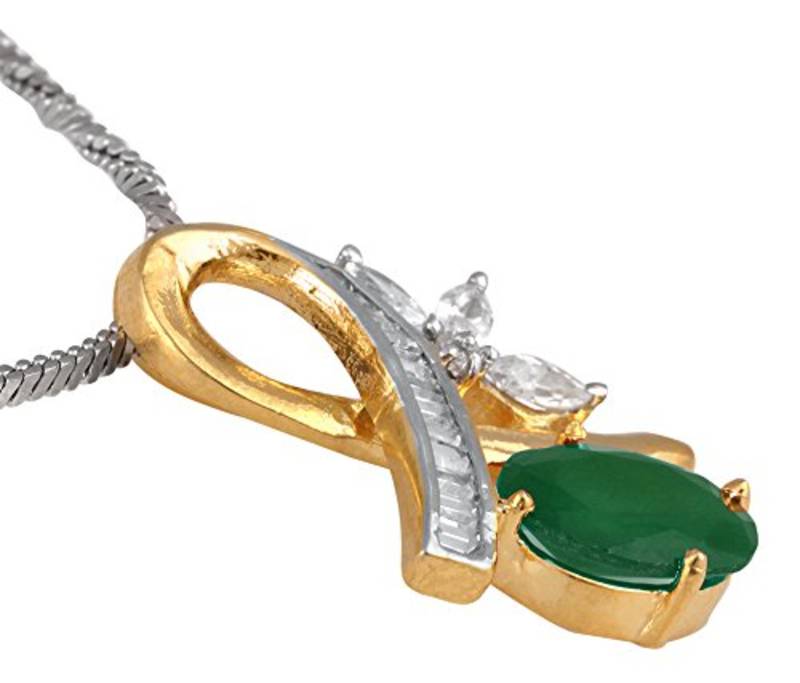 M Creation Beautiful CZ Studded Gold Plated Pendant Set for Women