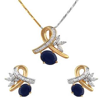 M Creation Beautiful CZ Studded Gold Plated Pendant Set for Women 1