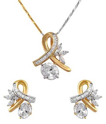 M Creation Beautiful CZ Studded Gold Plated Pendant Set for Women 1