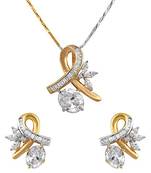 M Creation Beautiful CZ Studded Gold Plated Pendant Set for Women