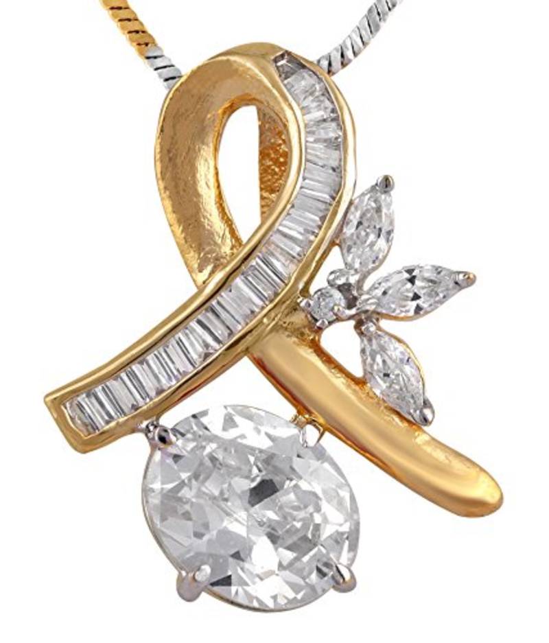 M Creation Beautiful CZ Studded Gold Plated Pendant Set for Women