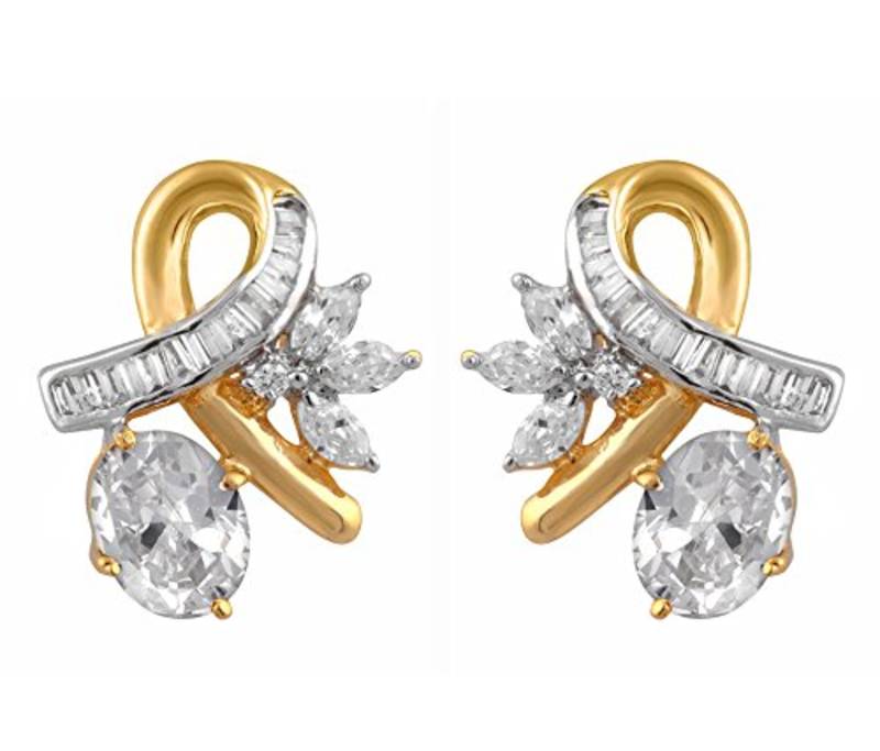 M Creation Beautiful CZ Studded Gold Plated Pendant Set for Women