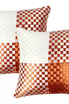 Orange Polysilk Cushion Covers-set of 2