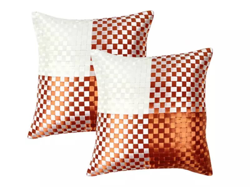 Orange Polysilk Cushion Covers-set of 2
