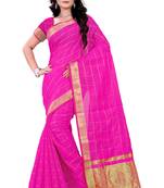 Pink printed Kosa saree With Blouse