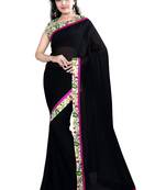 black printed georgette saree With Blouse