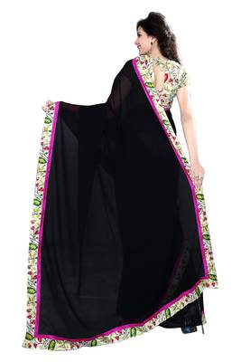 black printed georgette saree With Blouse 2