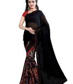 black printed georgette saree With Blouse