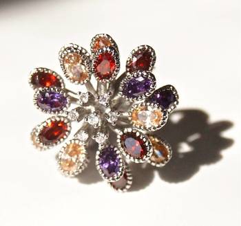 Multigemstone Floral Cocktail Ring 2