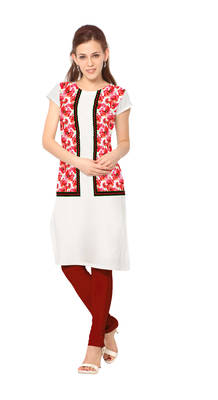 White printed stitched kurti 1
