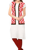White printed stitched kurti