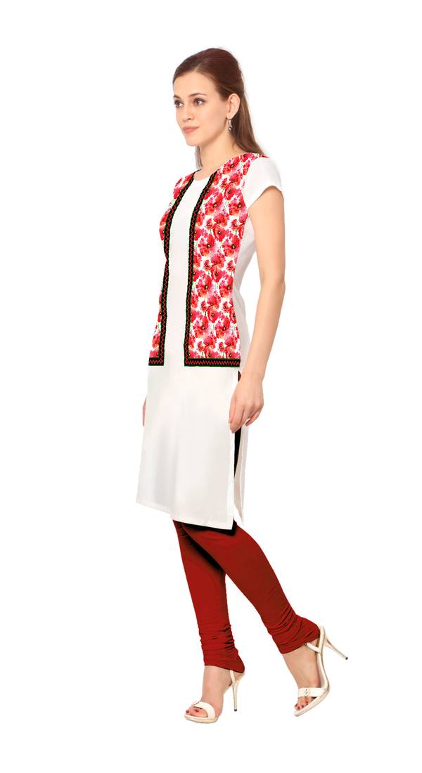 White printed stitched kurti