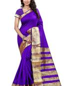 PURPLE hand woven jacquard saree With Blouse