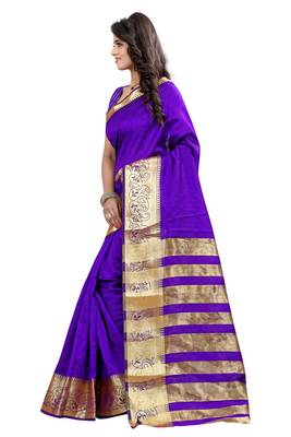 PURPLE hand woven jacquard saree With Blouse 2