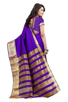 PURPLE hand woven jacquard saree With Blouse 3