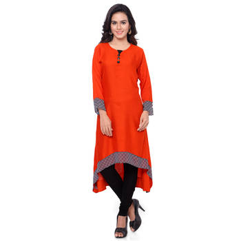 Red reyon embroidered kurti 1