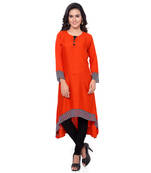 Red reyon embroidered kurti