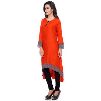 Red reyon embroidered kurti 2