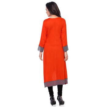 Red reyon embroidered kurti 3