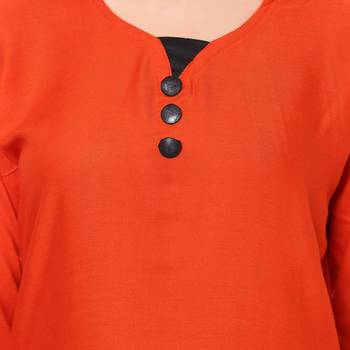 Red reyon embroidered kurti 4