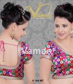 Exquisite Multicolored Saree Blouse. X-104Mt. Muhenera Presents Designer Vama Collection