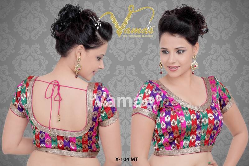 Exquisite Multicolored Saree Blouse. X-104Mt. Muhenera Presents Designer Vama Collection